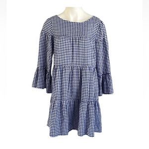 Zara Woman A Line Gingham Crew Neck Mini Dress Womens XSmall